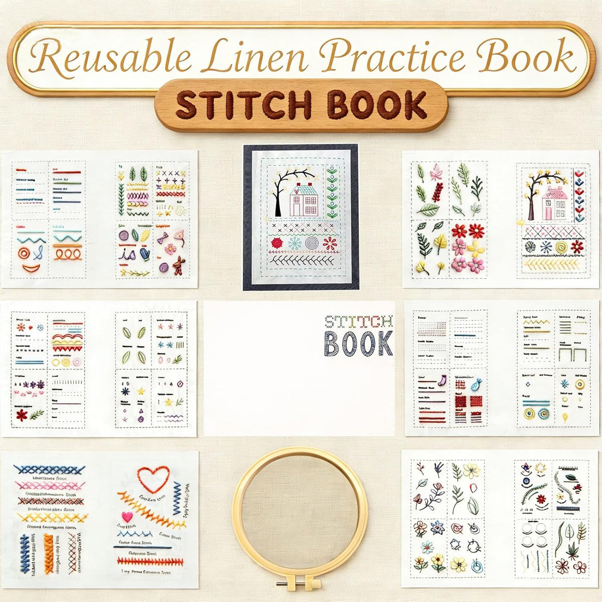 2026 Upgraded Embroidery Kit for Beginners, Embroidery Stitch Book Kit