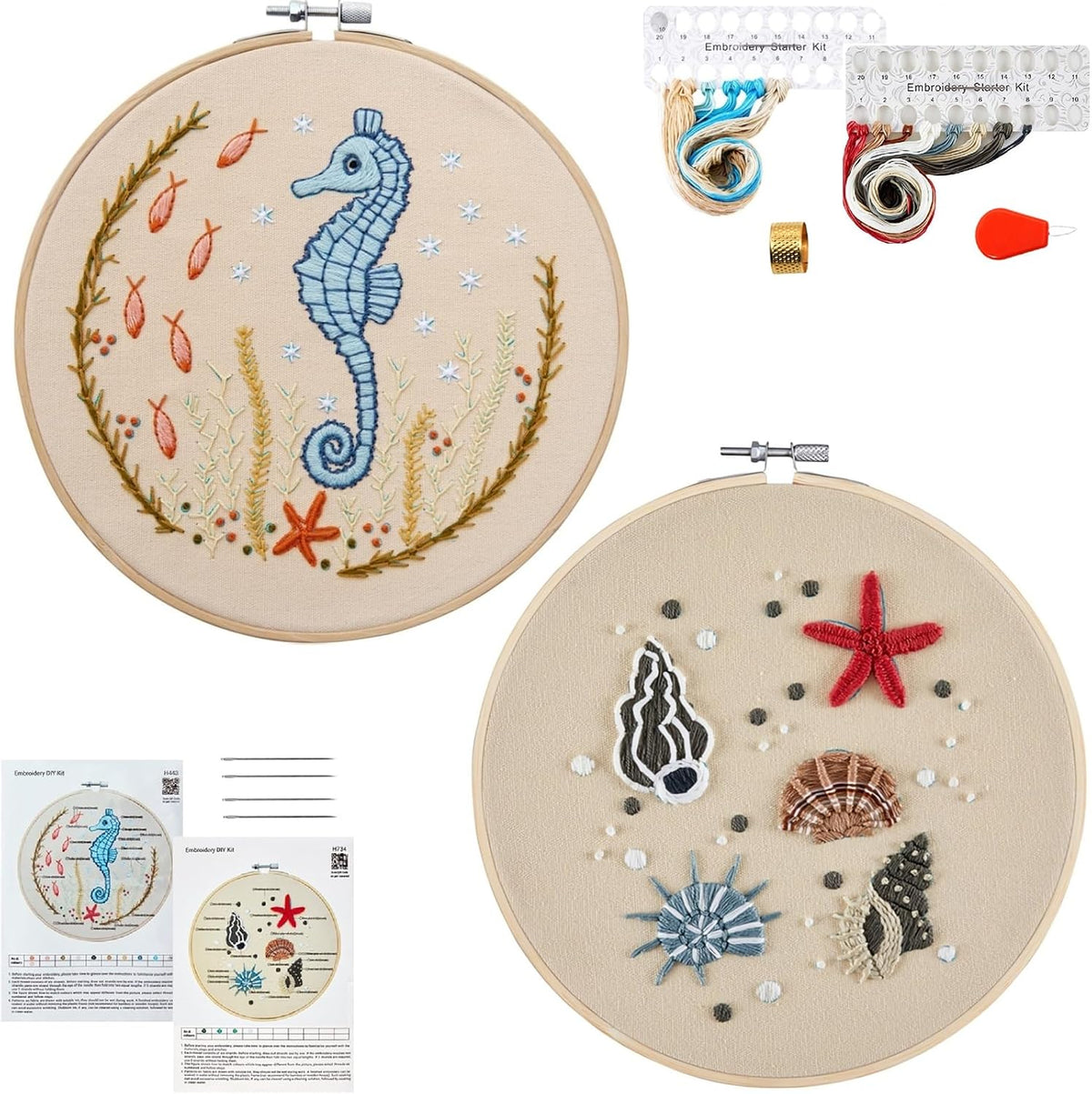 Beach Embroidery Kits for Beginners Adults, Coastal Hand Embroidery