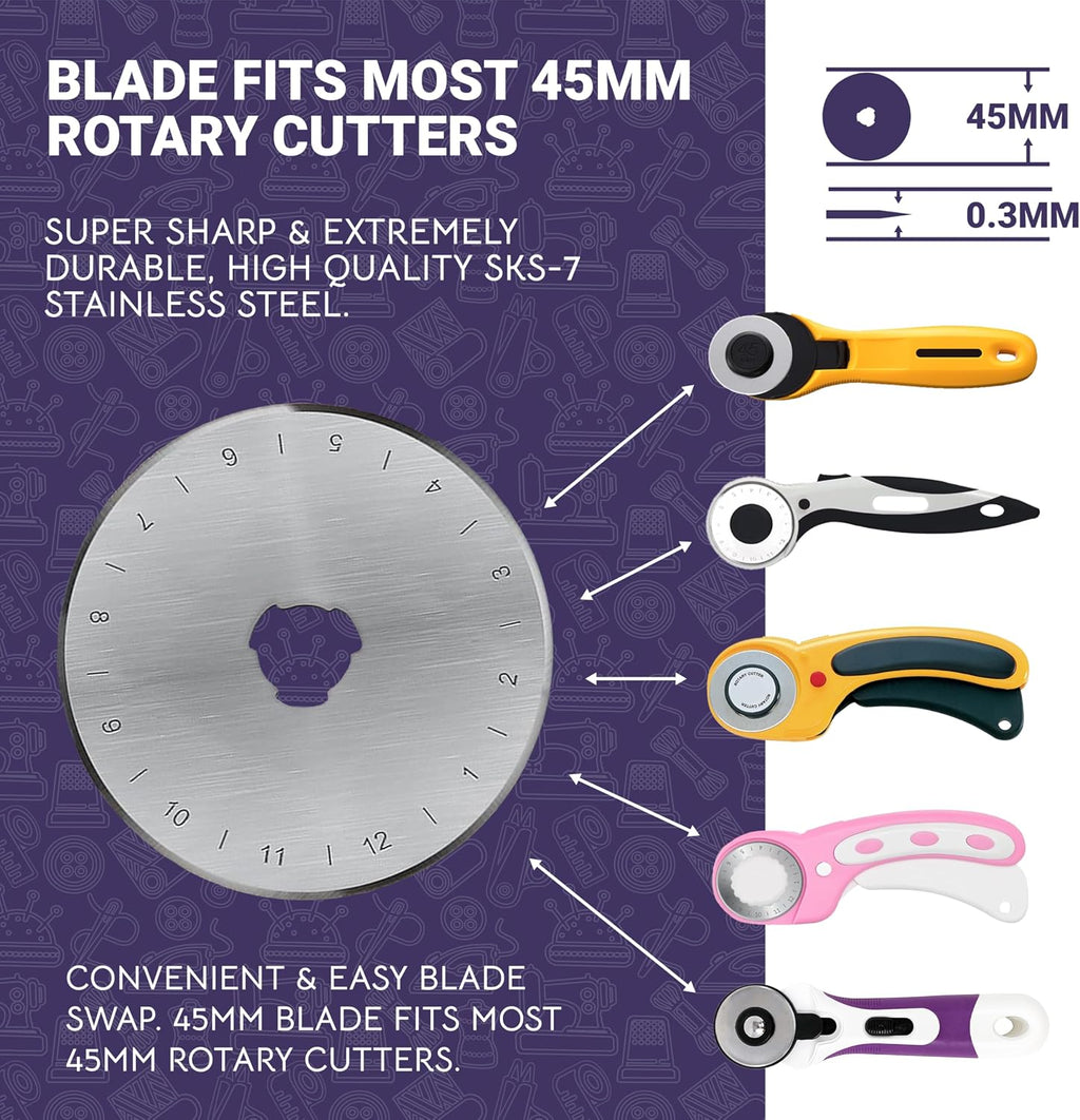 The Quilted Bear Rotary Blades 45mm - Precise Cutting & Long Lasting