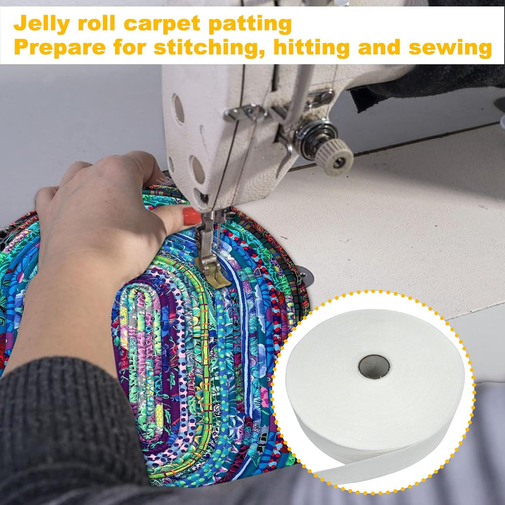 CODOHI 3 Rolls Jelly Roll Batting Strips for Rugs 2 1/2 in Cotton