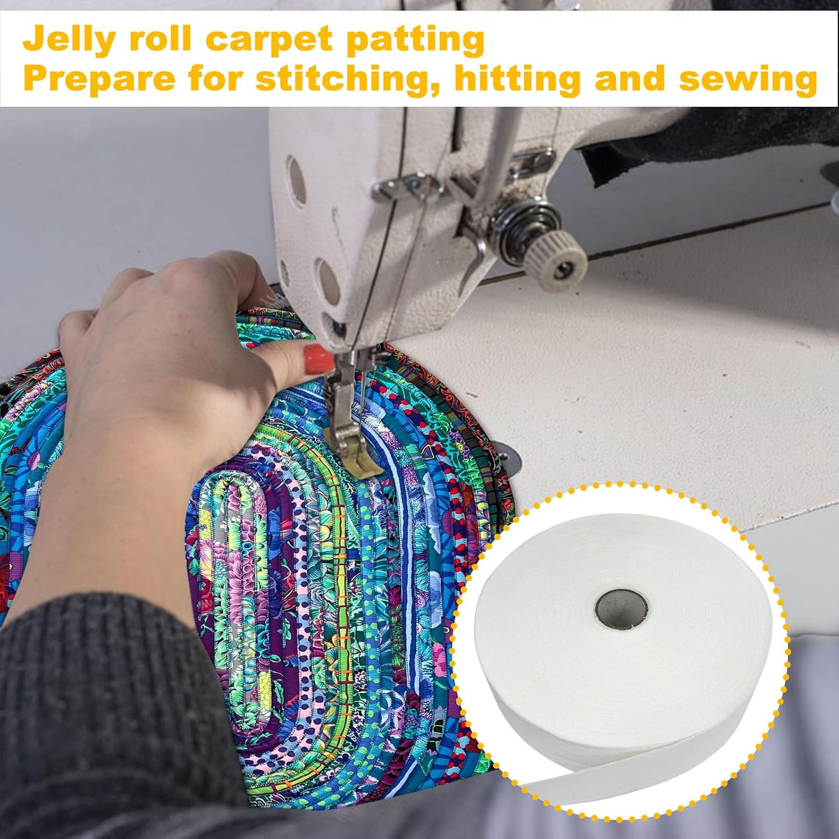 CODOHI 3 Rolls Jelly Roll Batting Strips for Rugs 2 1/2 in Cotton