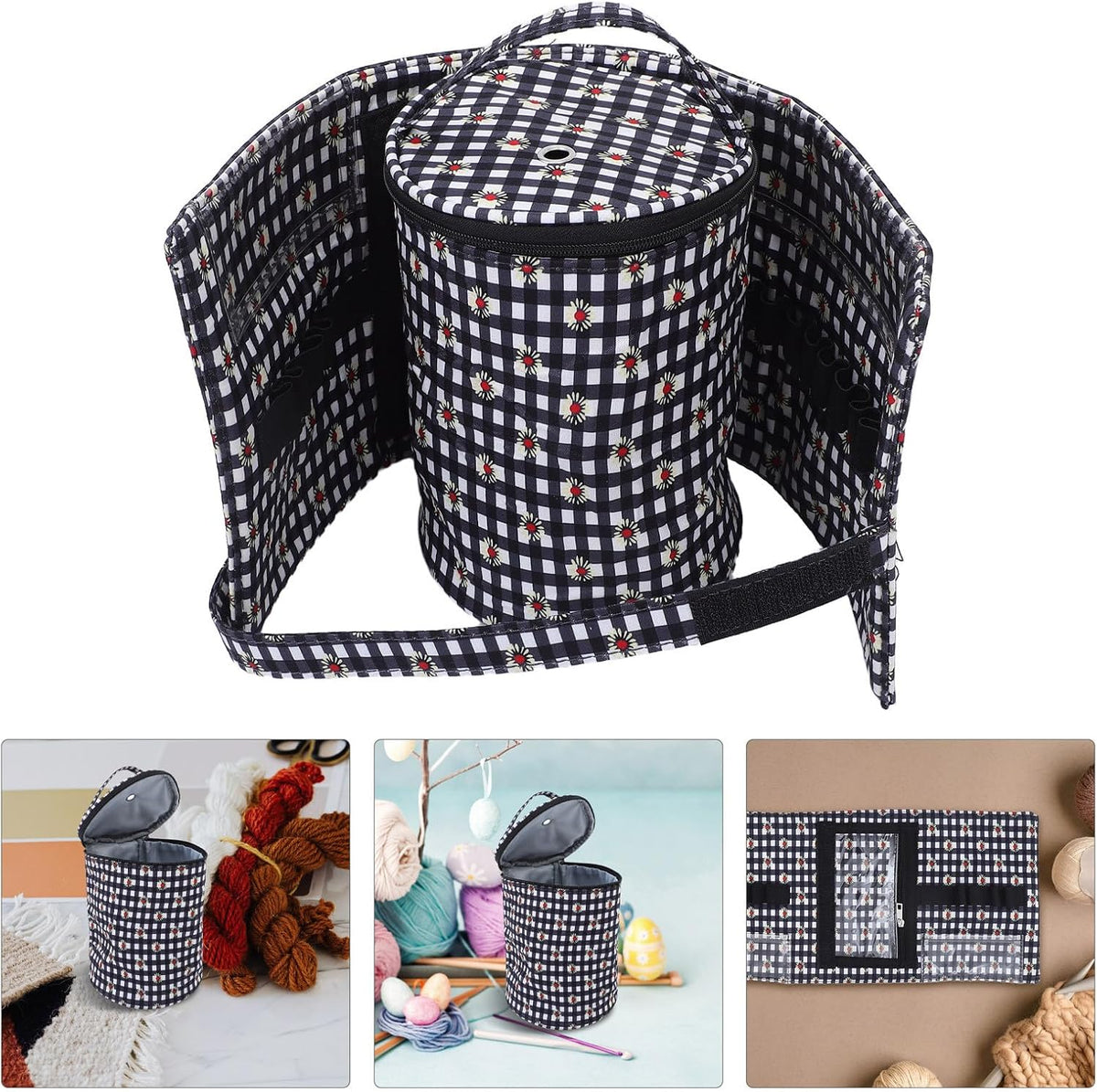 Crochet Hook Organizer Case, with Handle Detachable Yarn Storage Roll