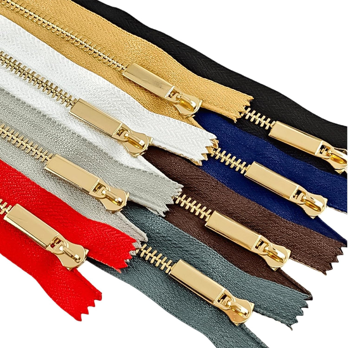 Wonesifee Metal Zippers 8pcs #5 Gold Close-end Non-Separating Short