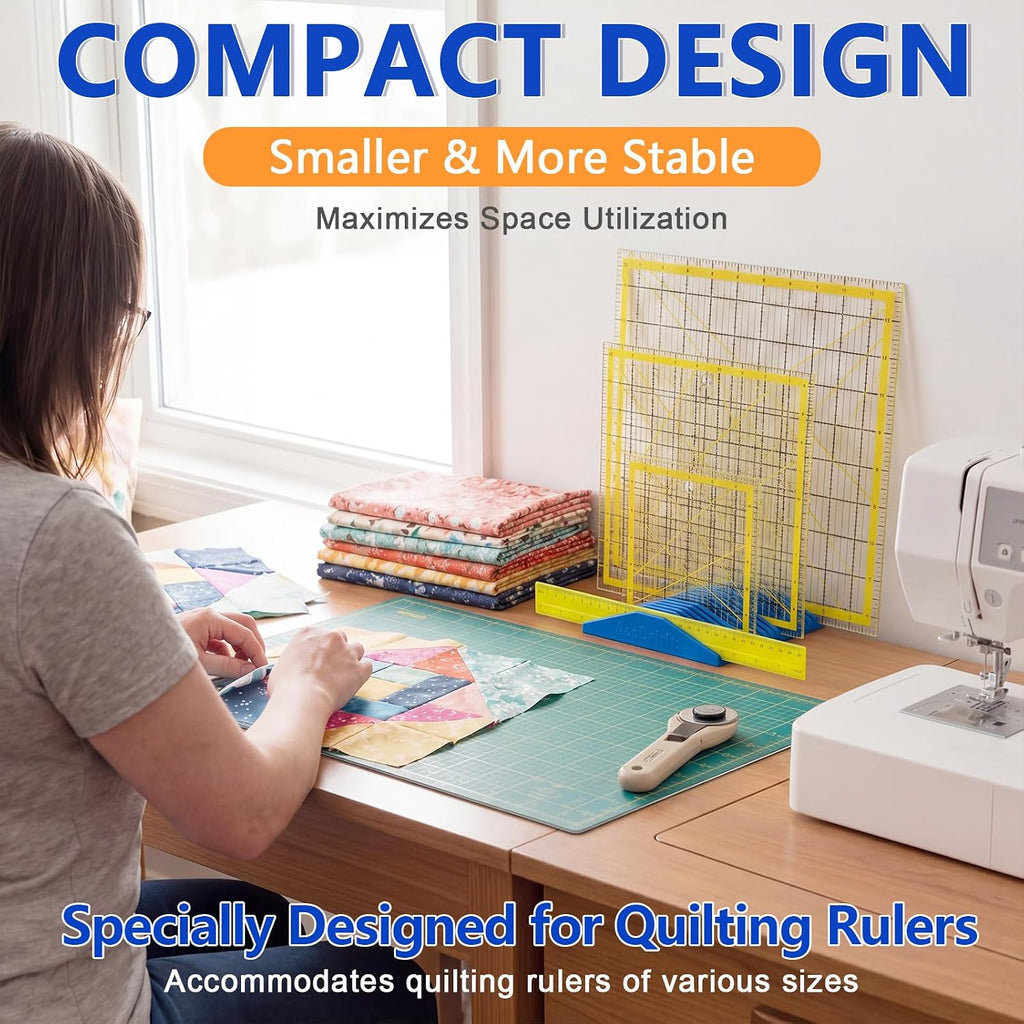 18 Slot Storage Rack for Quilting Rulers, Blue Ruler Holder Organizer