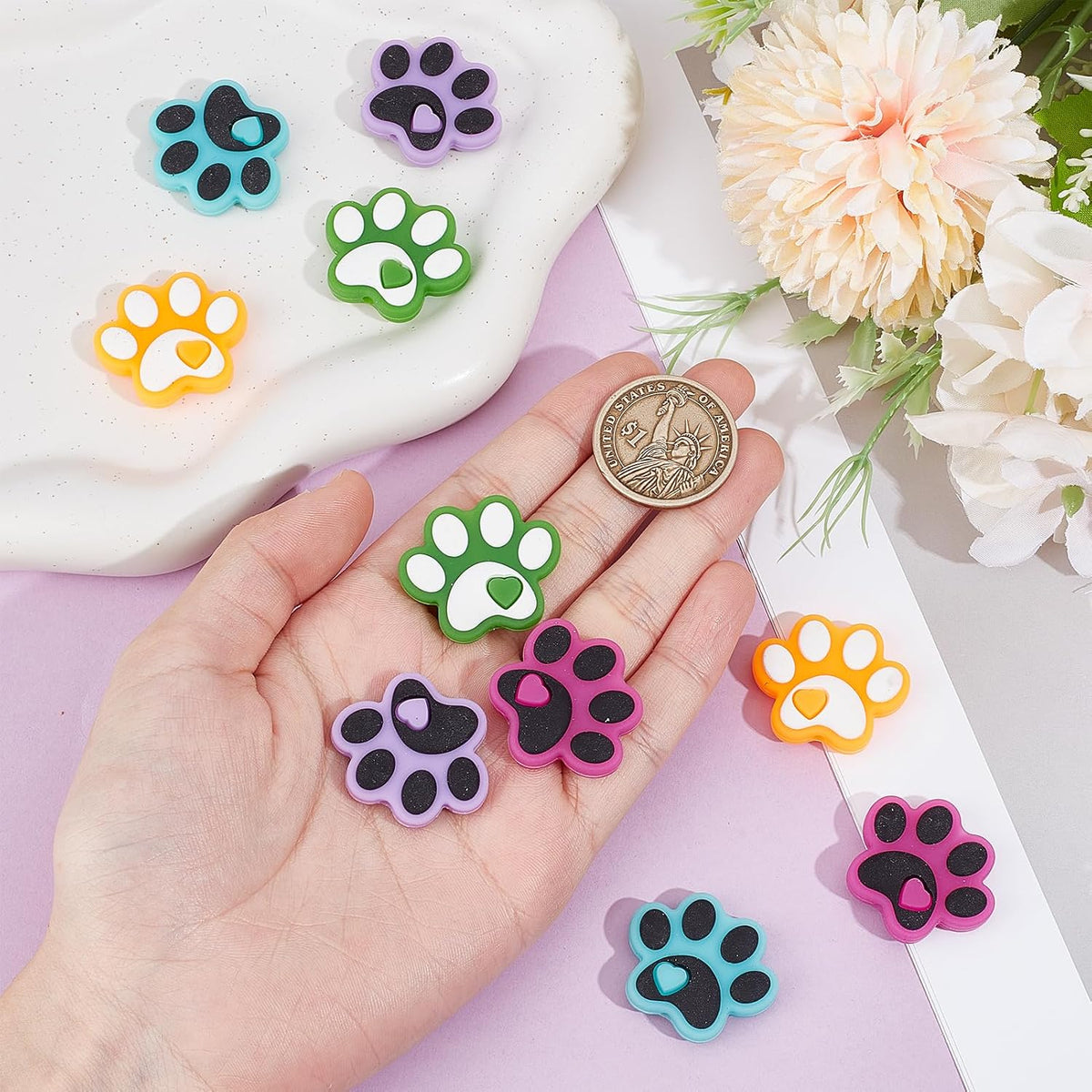 NICENEEDED 10 Pcs Knitting Needle Stoppers, Dog Paw Knitting Needle