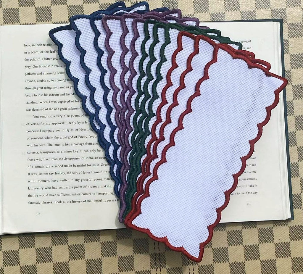 12 pcs 16count aida Fabric Christmas Colored Scallop Edged Blank Cross