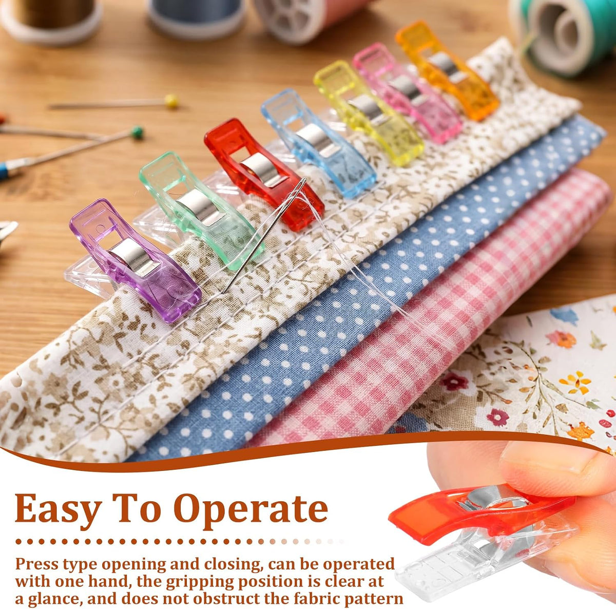 100Pcs Sewing Fabric Clip Assorted Color, Plastic Quilting Clip
