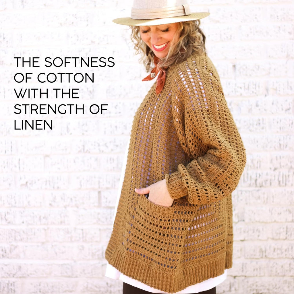 Lion Brand Yarn, Touch of Linen Crochet Yarn, Natural, 3 Pack
