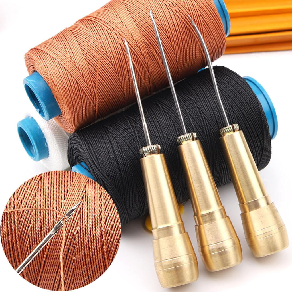 Oumefar Leather Sewing Awl Kit - 3 Needles, Hand Stitch Awl, Shoe
