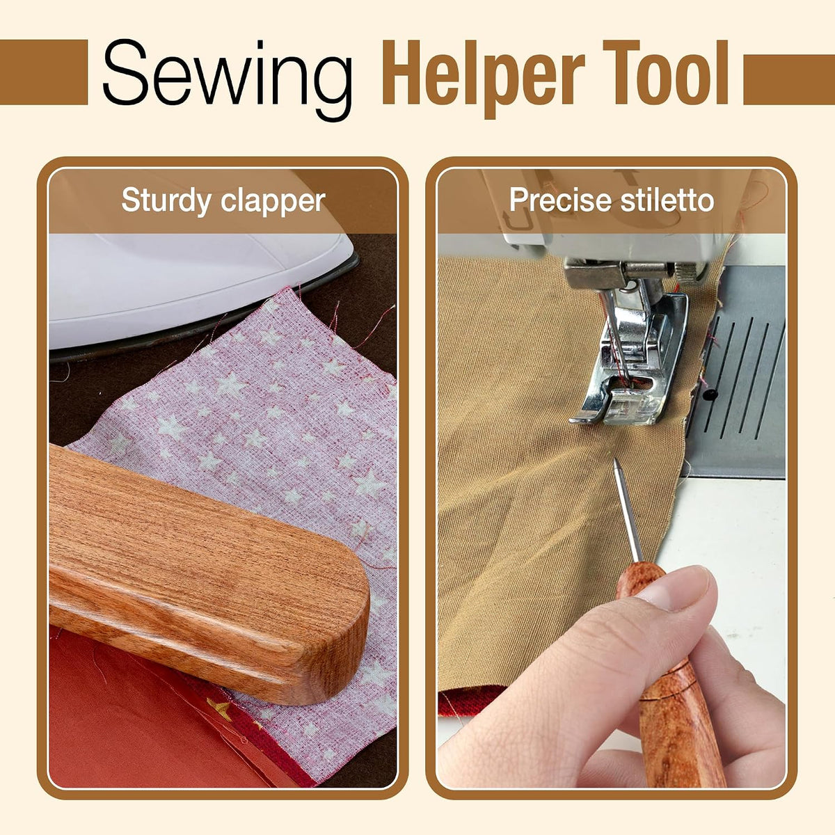 SAVINA 4Pcs Sewing Set, Tailor Clapper, Seam Roller, Stiletto & Seam