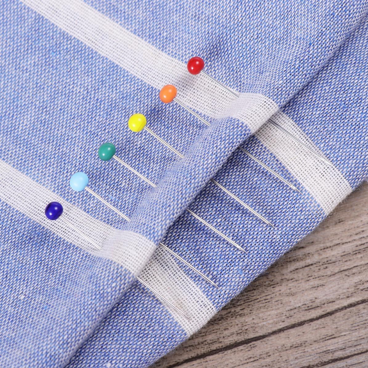 100pcs Glass Head Sewing Pins, 34mm Steel 4mm Heads for Quilters