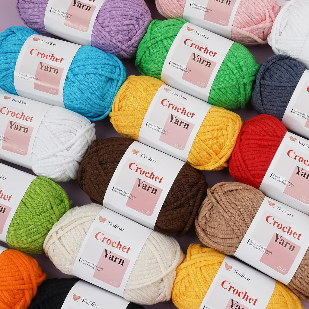 Crochet Yarn for Beginners, Cotton Yarn for Crocheting, 3 Pack