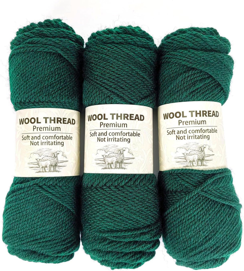 Wool Blend Yarn – 3 Skeins (300g Total), 85% Wool 15% Polyester, for