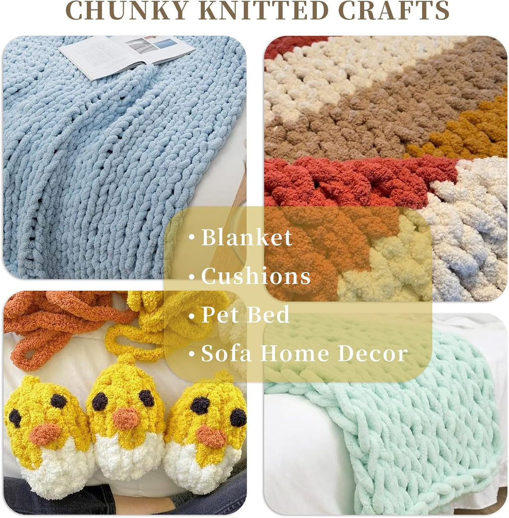 SUNTQ 8 Pack Assorted Chunky Yarn - Bulky Thick Chenille Fluffy Yarn