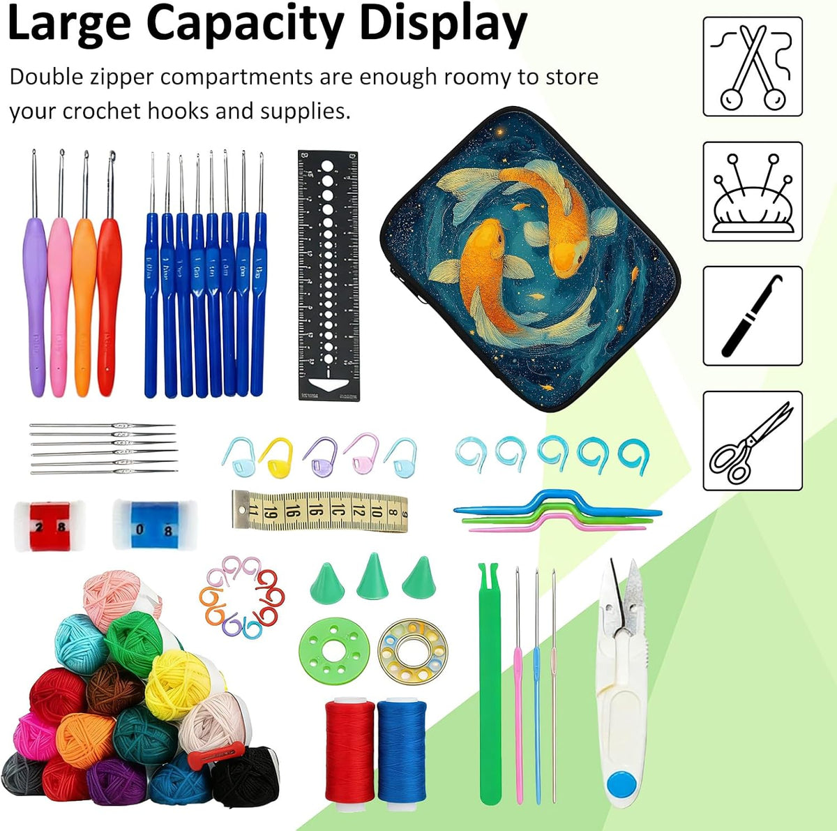 Cdkfxjy Empty Crochet Hook Case, Galaxy Kois