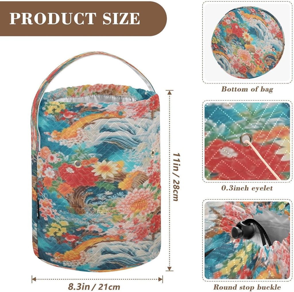 YETTASBIN Japanese Tree Flower Yarn Storage Bag, Large Crochet