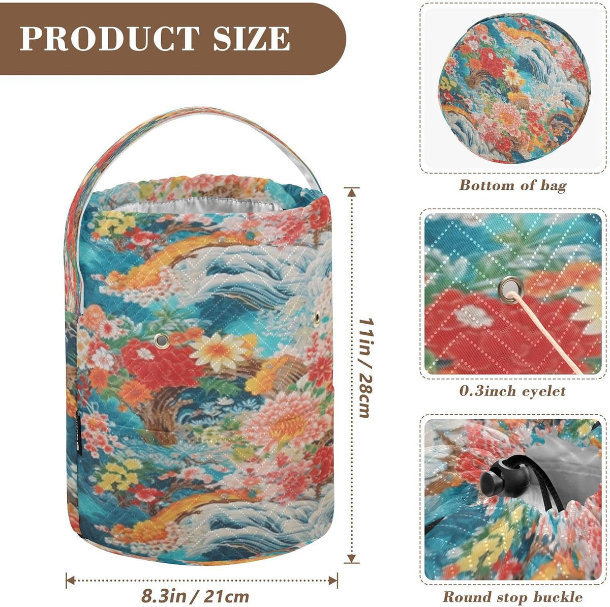 YETTASBIN Japanese Tree Flower Yarn Storage Bag, Large Crochet