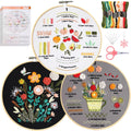 Santune 3 Pack Beginner Embroidery Kits for Adults DIY Starter Kit