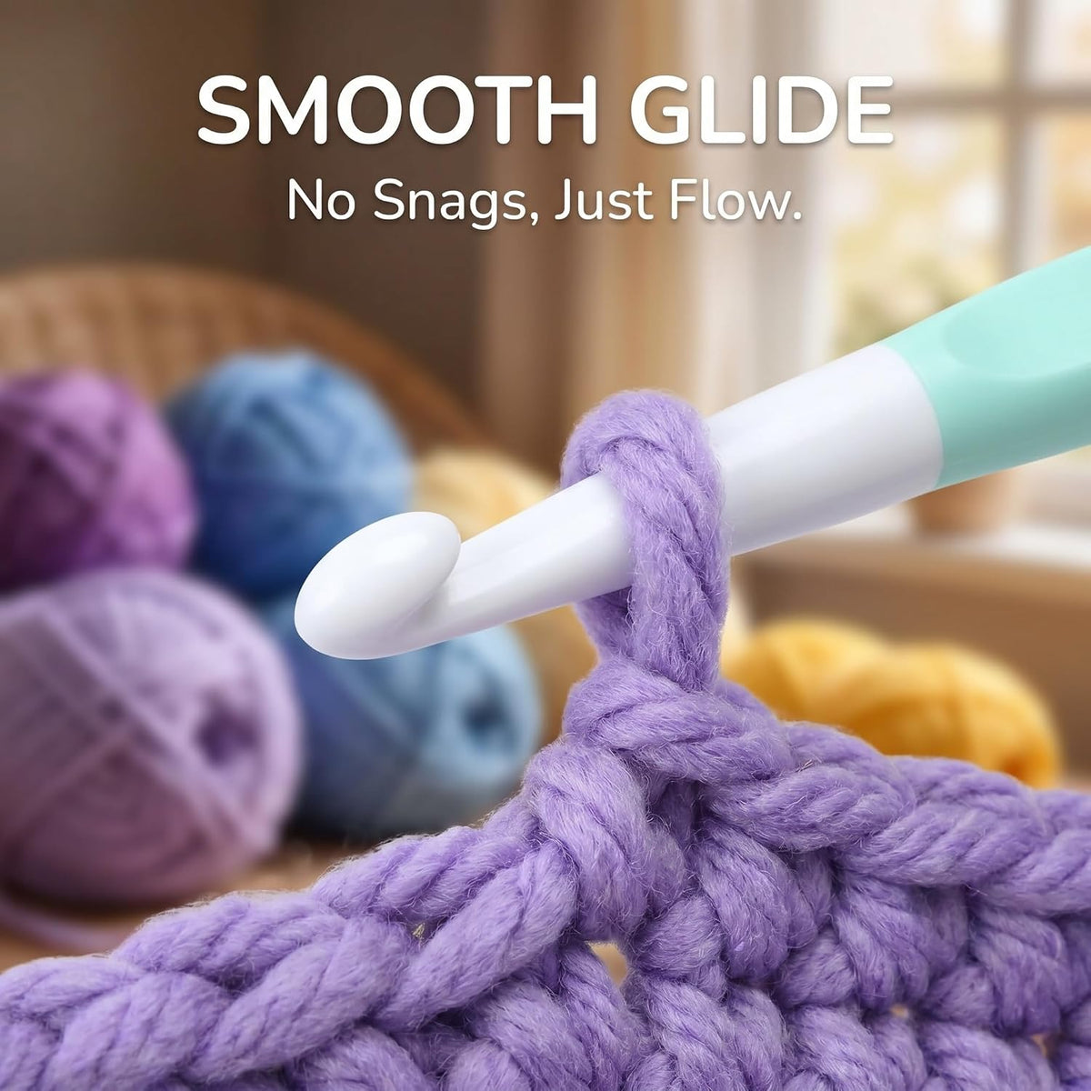 Large Ergonomic Crochet Hooks Set, 5 Pcs Big Crochet Hooks for Chunky