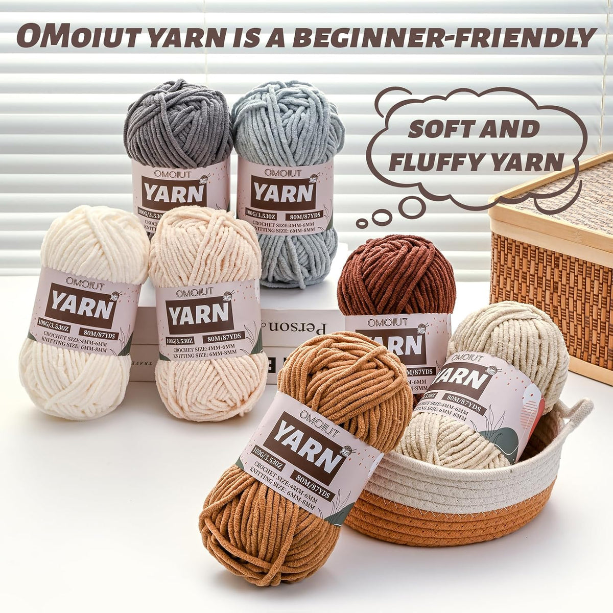 Fluffy Chenille Yarn for Crocheting - Baby Yarn for Crocheting Soft