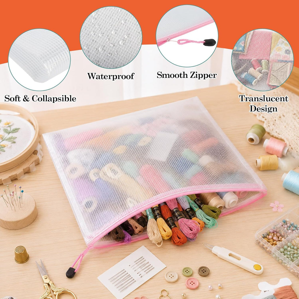 Klmnop 6 Pack Needlepoint Project Bag, 16.5"x12.6" Clear Mesh Sewing