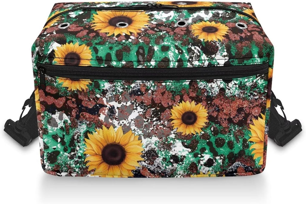 Fuxowvby Sunflower Yarn Storage Organizer Leopard Print Crochet Bag