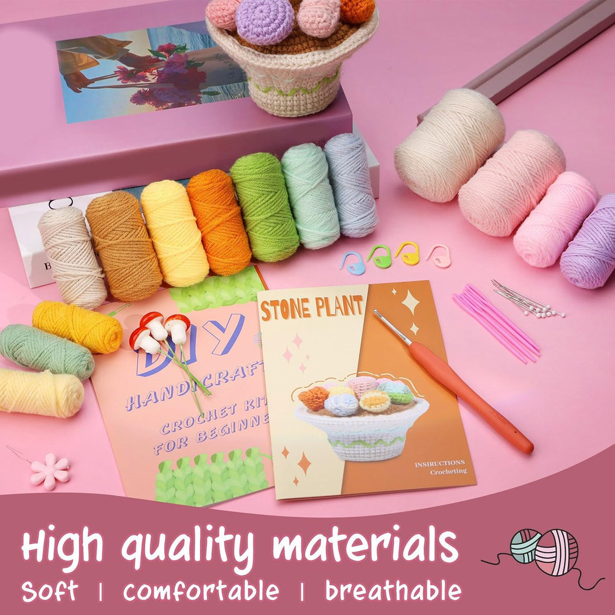 SHYYOULQE Succulents Plant Set Beginner Crochet Knitting Supplies
