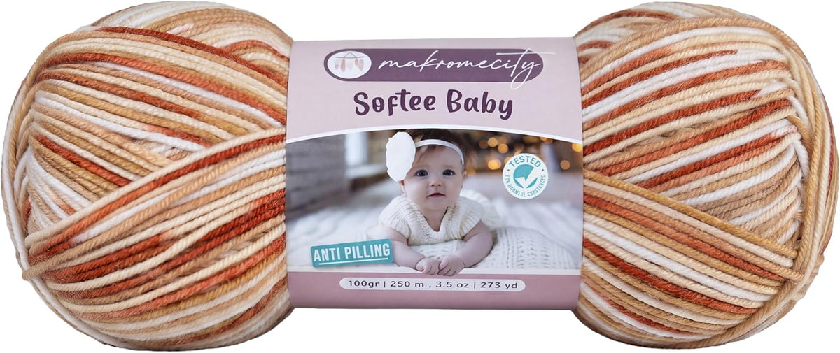 Softee Baby Yarn,%100 Premium Anti-Pilling Acrylic, 3.5 Oz, 273 yd