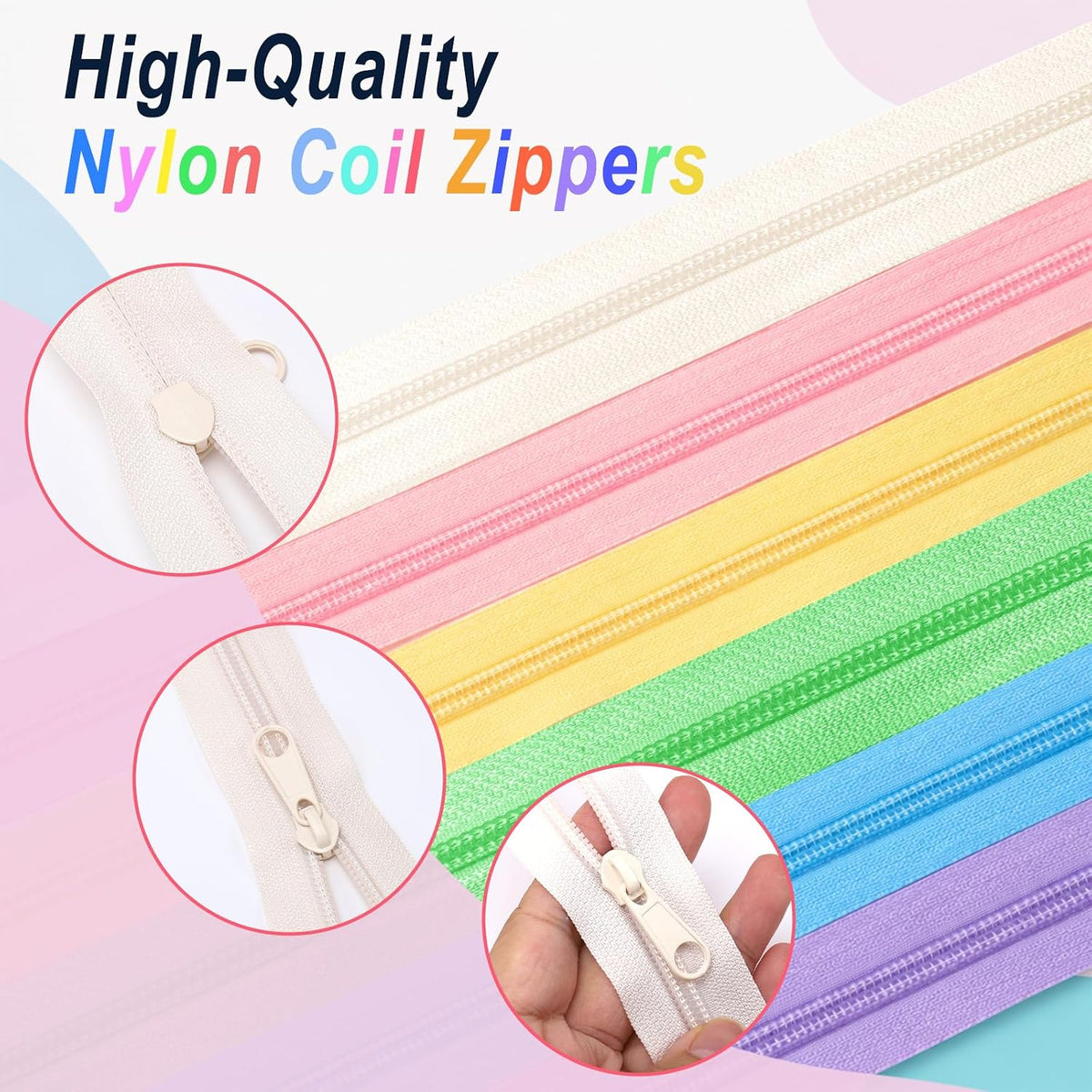 28 Rainbow Colors Zippers for Sewing #5 Nylon Coil Sewing Supplies