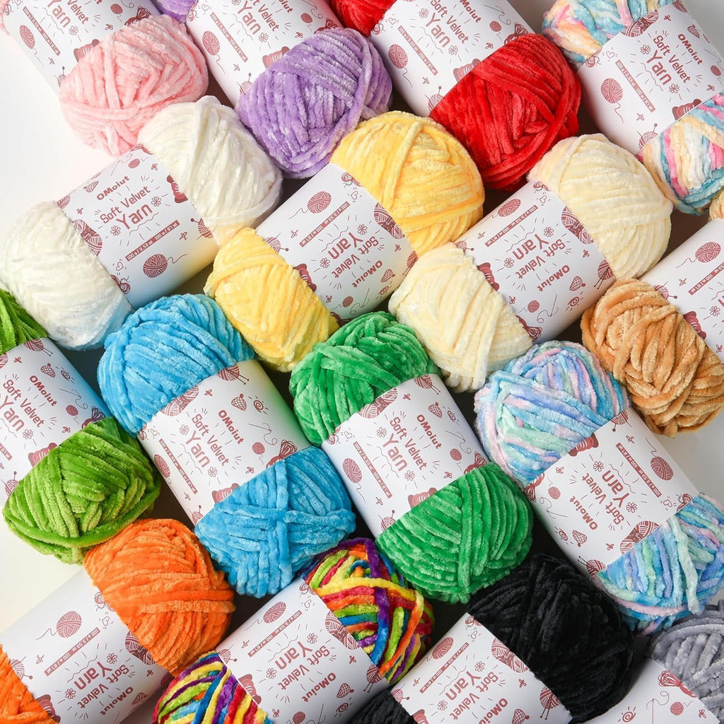12 Pack Chenille Chunky Yarn - Baby Yarn for Crocheting Soft - Red