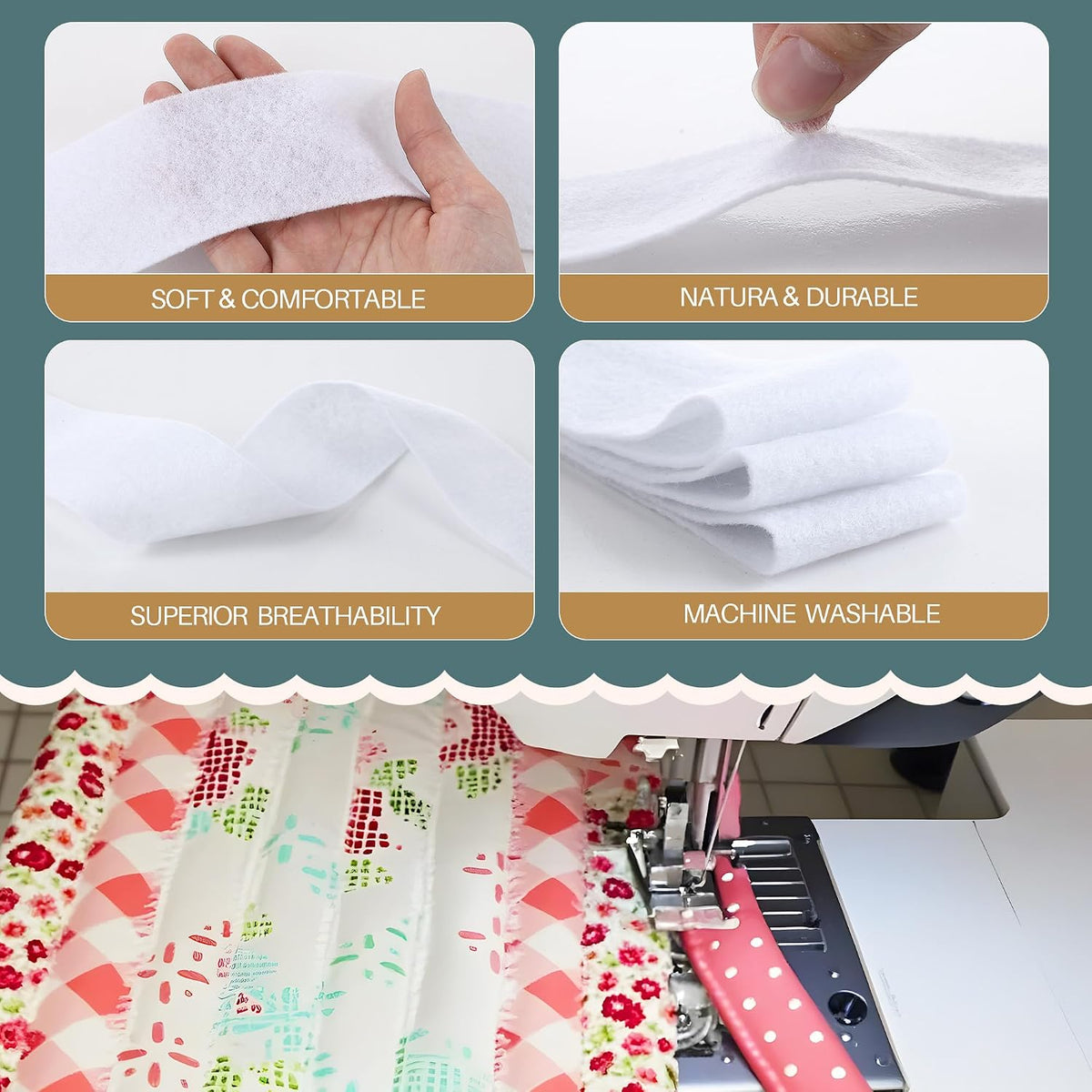 Ceoighe 3 Roll Jelly Roll Batting Strips with Tube Maker, 2 1/4"