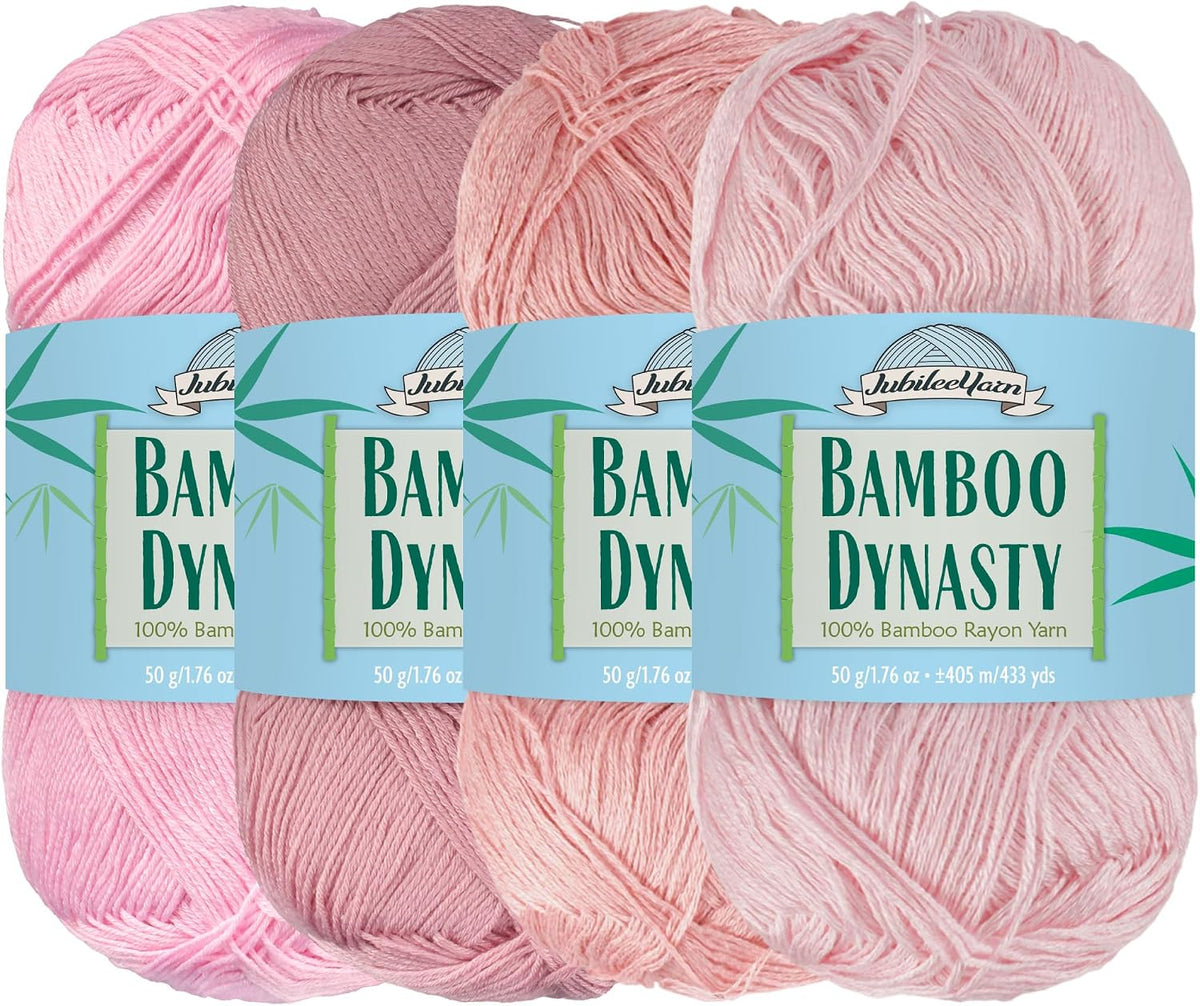 JubileeYarn Bamboo Dynasty Yarn - Shades of Pink - 4 Skeins