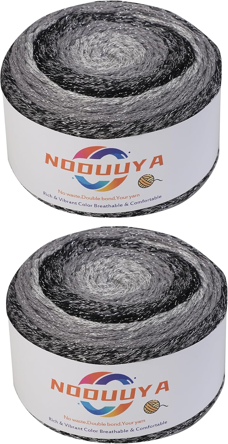 Ombre Gradient Yarn Cake 2 Pack – 400g Metallic Glitter Yarn CYC 4