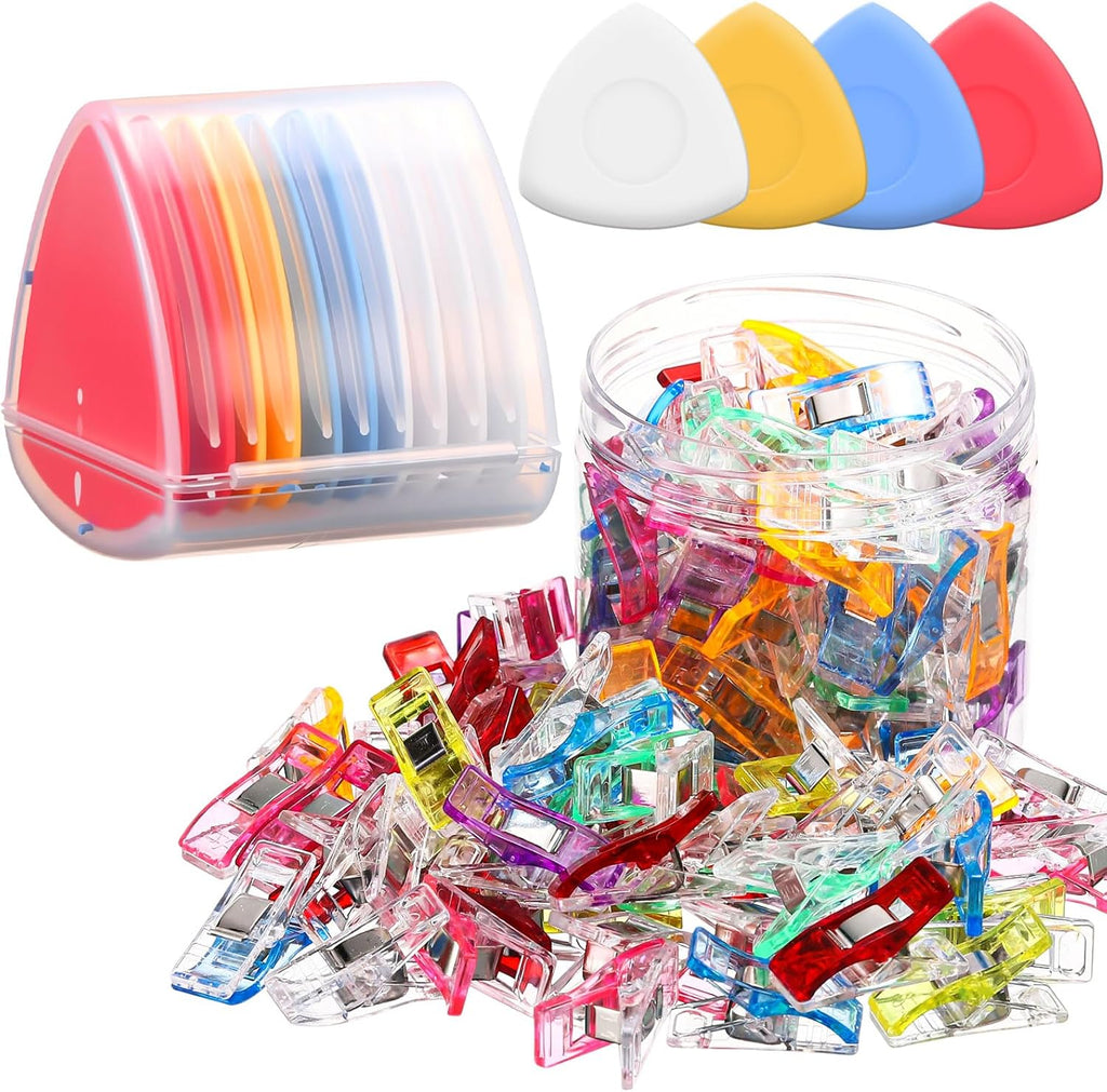 YooNotee 10 Pcs Tailors Chalk and 50 Pcs Sewing Clips Set, Fabric