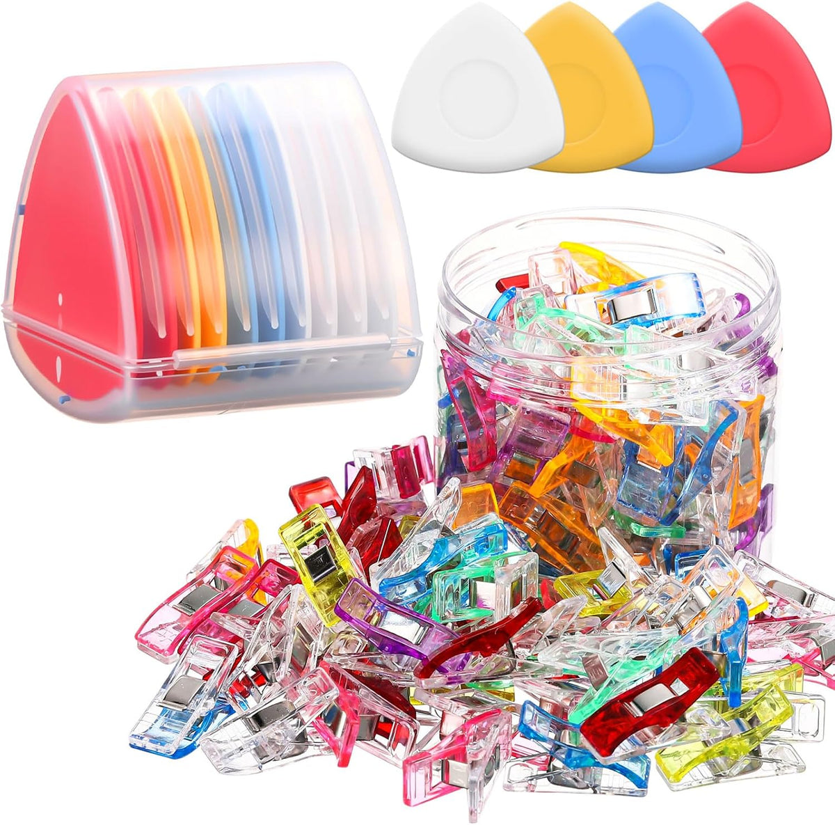 YooNotee 10 Pcs Tailors Chalk and 50 Pcs Sewing Clips Set, Fabric