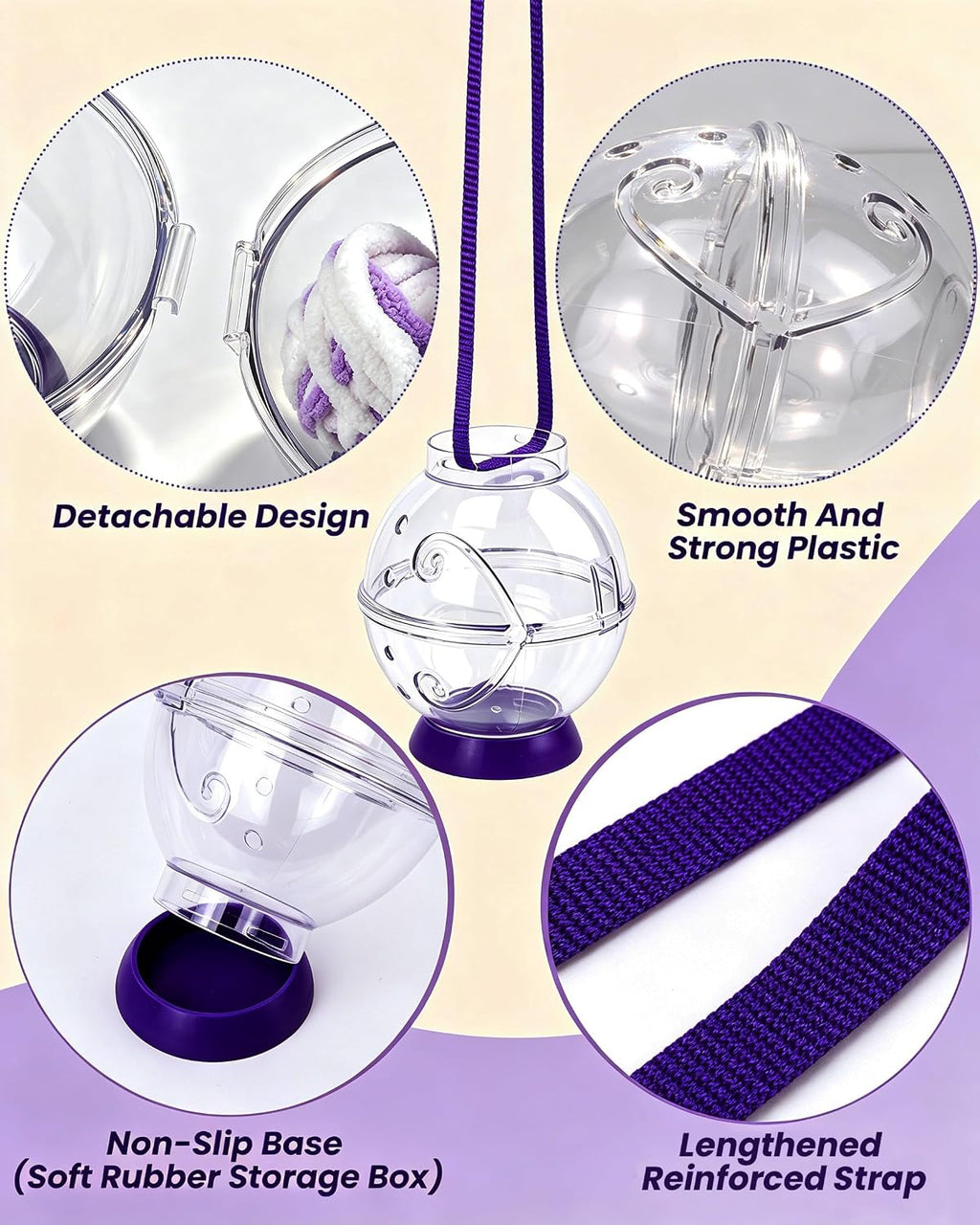 Portable Yarn Holder, Travel Yarn Holder(2 in 1 Yarn Bowl)