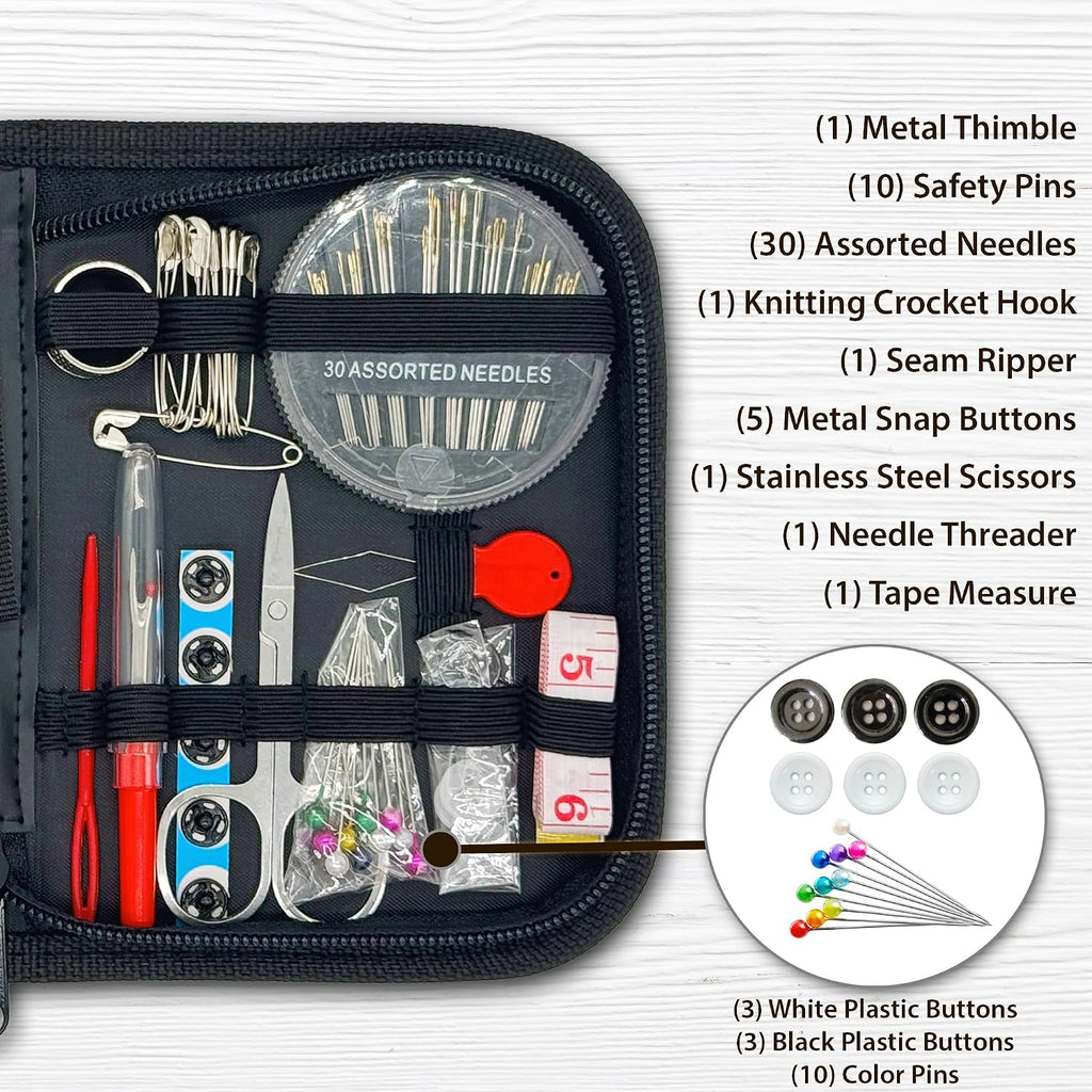 Vellostar Mini Hand Sewing Kit for Adults, Small Travel Case, 18