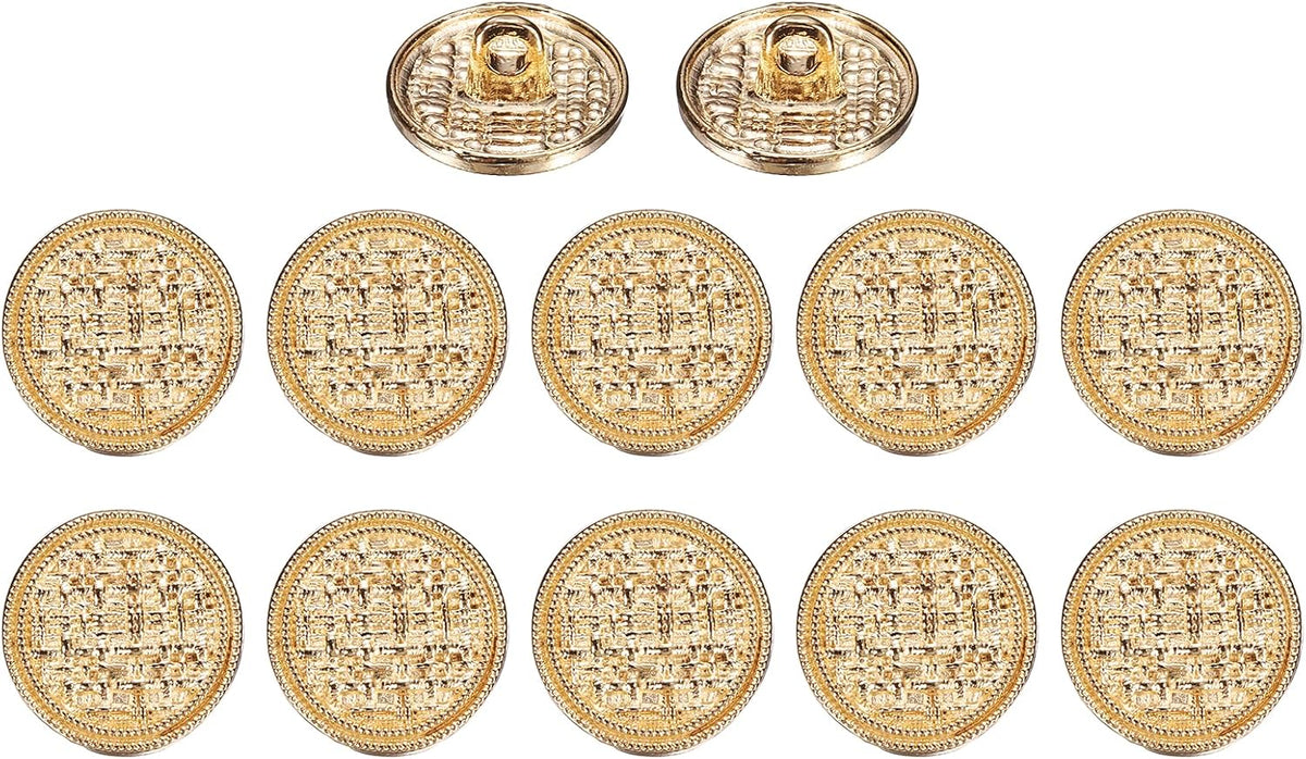 uxcell Metal Shank Buttons,15mm/0.59" Retro Weave Buttons,Gold 12Pcs