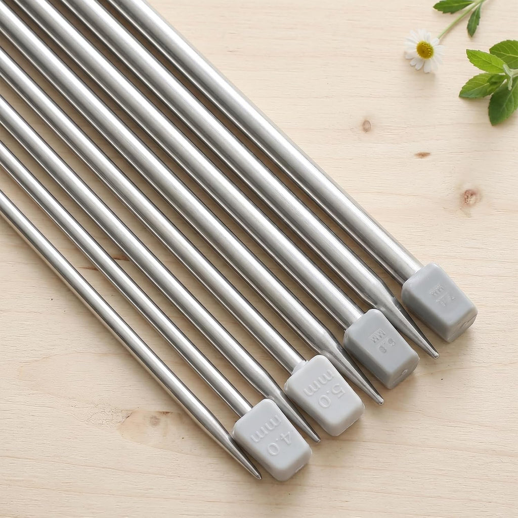 Yuomeaz 8Pcs Knitting Needles, 4/5/6/7mm Stainless Steel Knitting