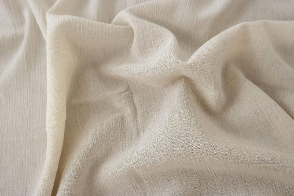 Ivory Linen Rayon Wrinkled Fabric | Quality Textured Material for