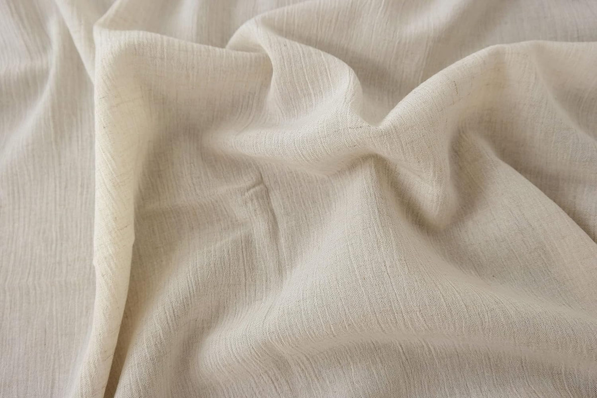 Ivory Linen Rayon Wrinkled Fabric | Quality Textured Material for