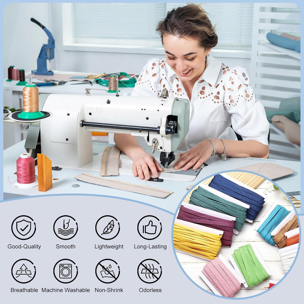MECCANIXITY Linen Cotton Double Fold Bias Tape, 1/2 Inch x 6 Yards