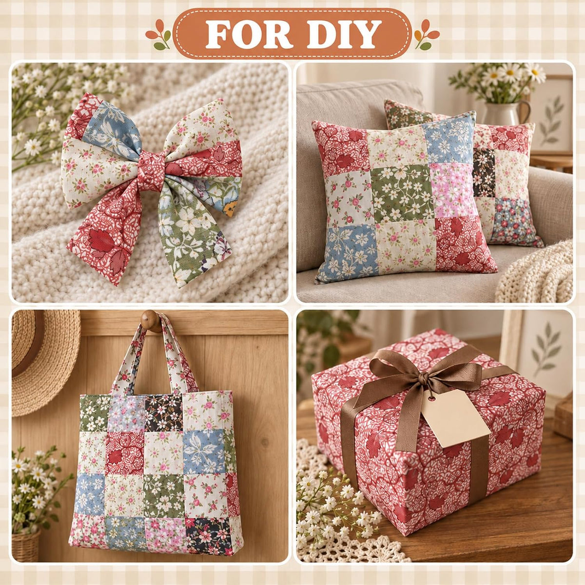 50 Pcs Vintage Fabric Squares Charm Pack Fabric Quilting Squares