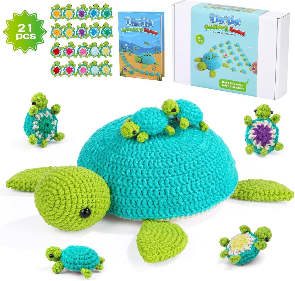 Crochet Kit for Beginners, 21 Pcs Turtles Crochet Animal Kit for