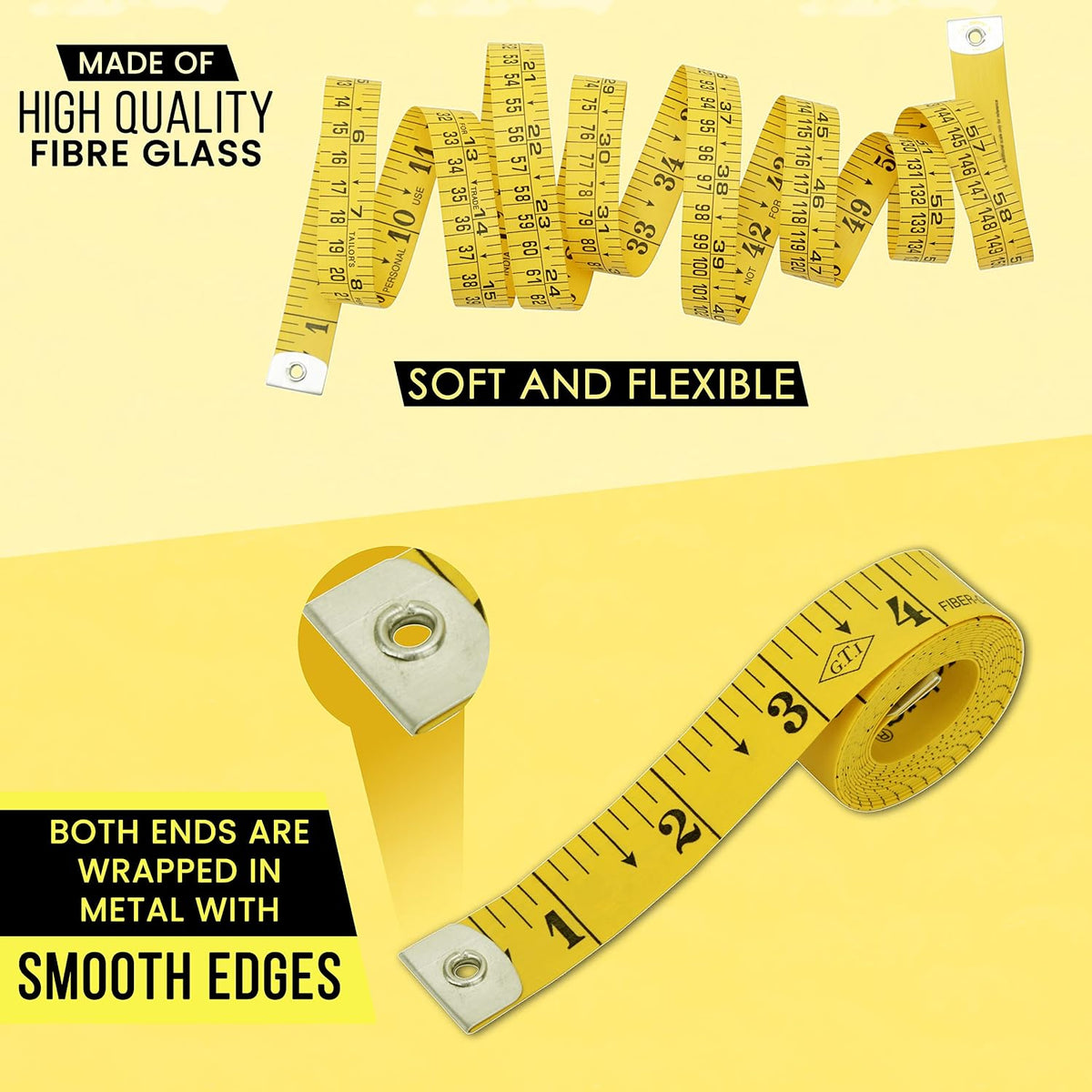 Flexible Tape Measure Pack of 2, Accurate Dual Scale Standard & Metric