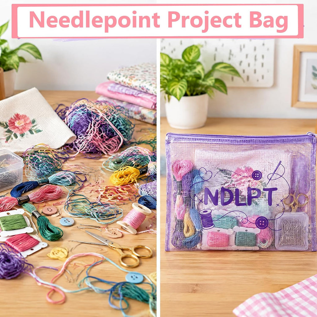 10 Pack A4 Needlepoint Project Bags, Clear Mesh Zipper Organizer
