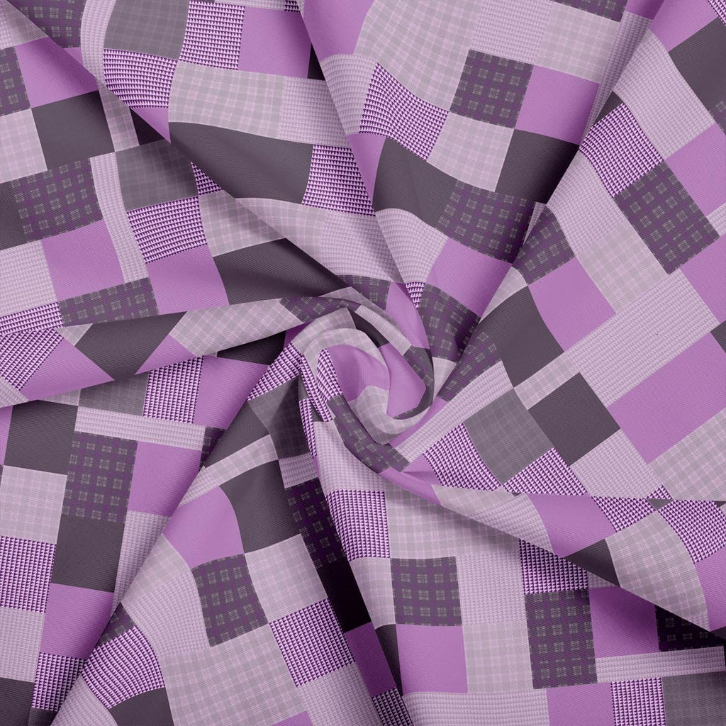 jejeloiu Purple Plaid Cotton Fabric 1 Yard