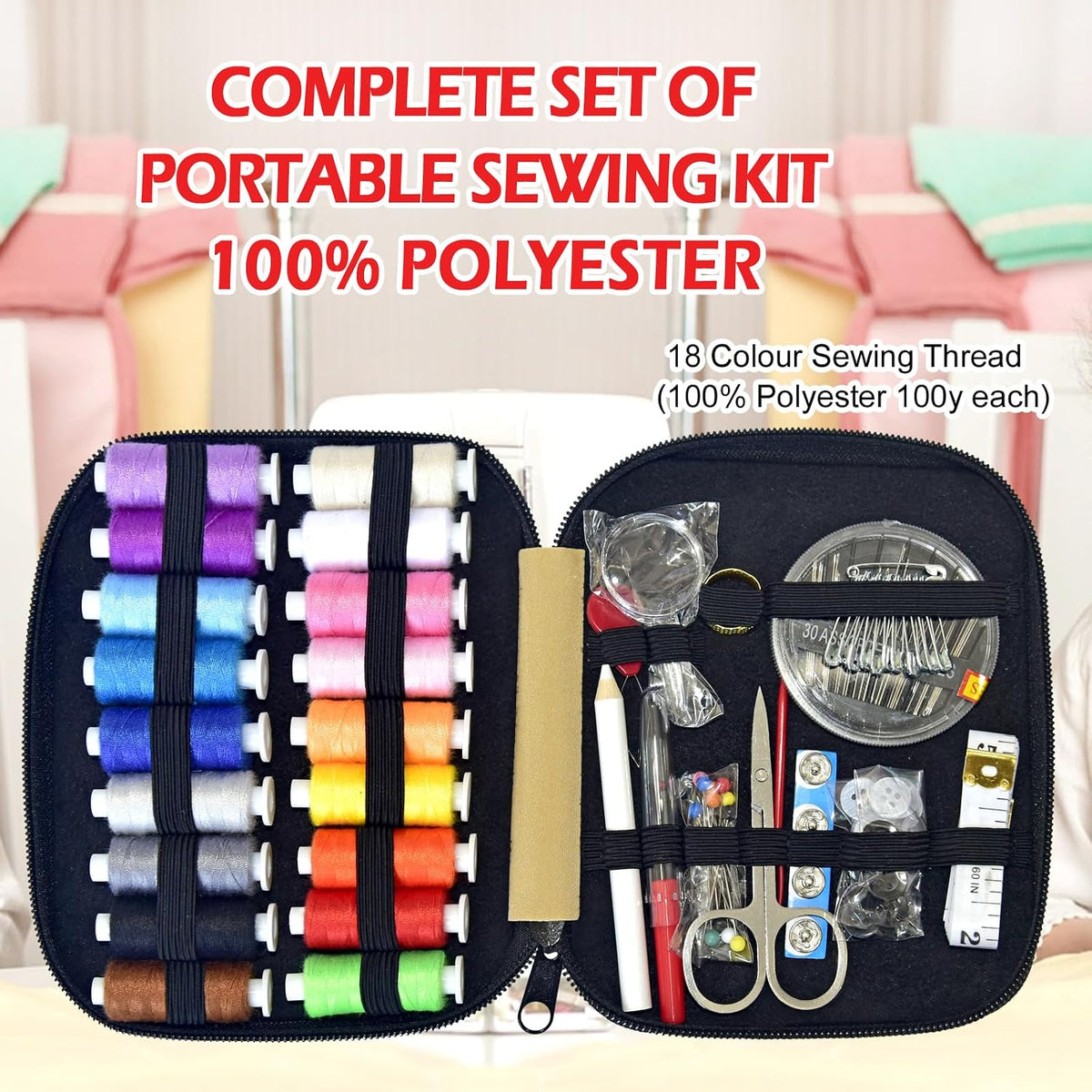 Sewing Kit with Case Portable Sewing Supplies for Home Traveler