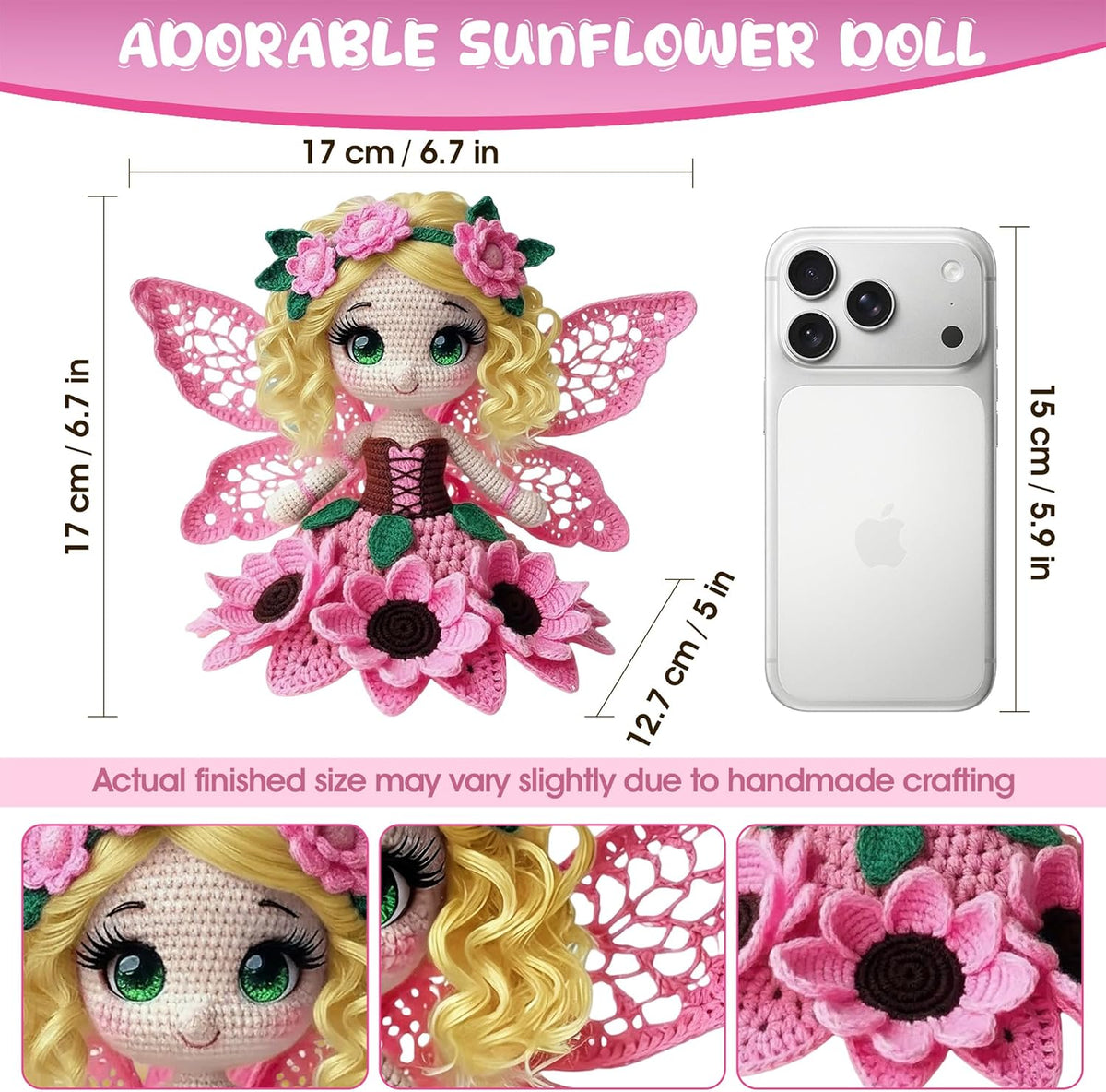 Morcolplus Sunflower Crochet Kit for Adults, Amigurumi DIY Yarn Craft