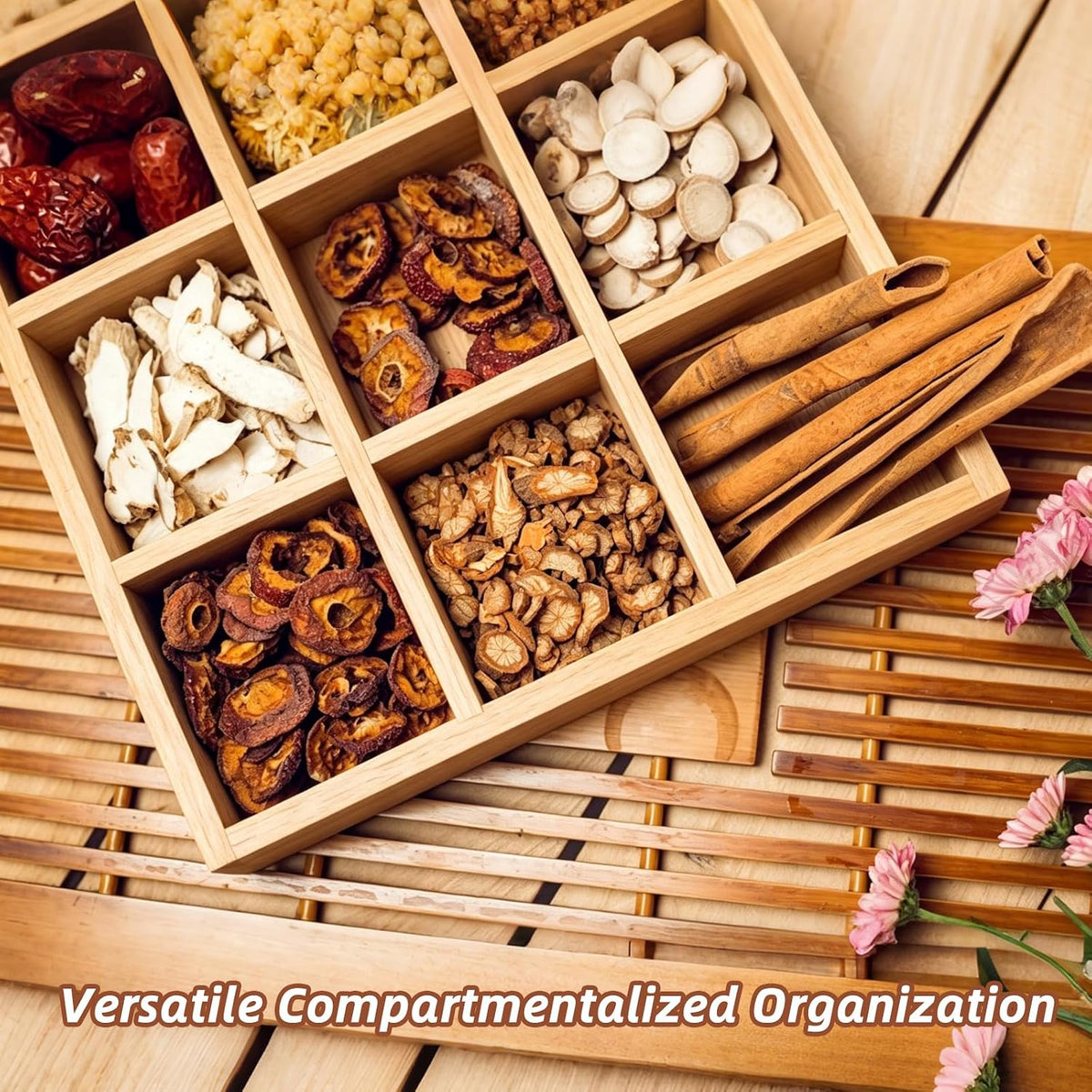2 Pack Wooden Sorting Tray Grid Display 12 Compartments
